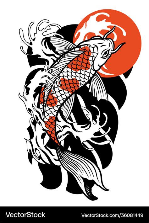 Koi Carp Tattoo Stencil