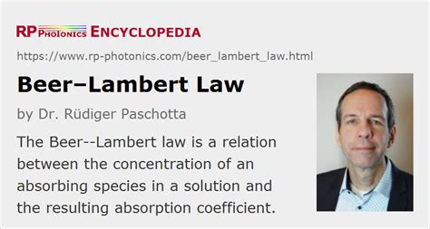 Beer–Lambert Law – absorption, number density, concentration, solution