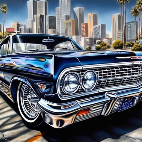 Chevrolet Impala Lowrider Art Chevy Low Rider Wall Poster Artwork Printable Digital Download Svg ...