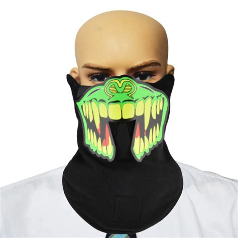 Mouth Face Mask Halloween LED Glowing Rave Mask Luminous Light Christmas Carnaval Party Cycling ...