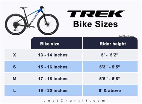 Trek Bike Size Chart - Size Guide by Riders in (cm,")