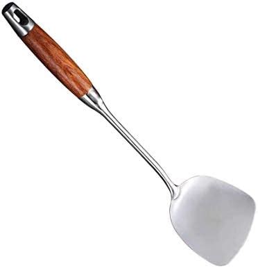 LOVOE Stainless Steel Wok Spatula, Wok Chuan Spatula with Heat Resistant Wooden Handle Wok ...