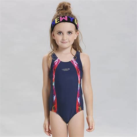 Swimwear Gilr One Piece Swimsuit Training Girl Sports Swimsuit for Child Patchwork One Piece ...