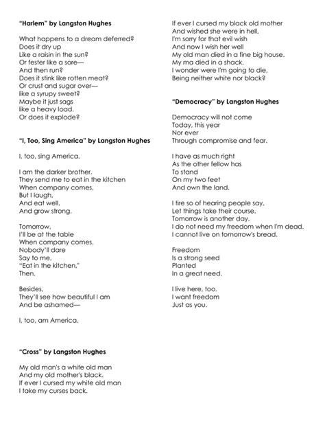 Langston Hughes poems