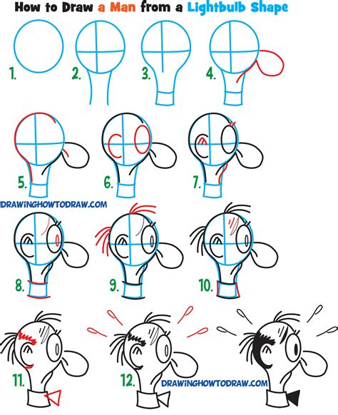 Learn How to Draw Cartoon Men Character's Faces from Household Objects - Easy Step by Step ...