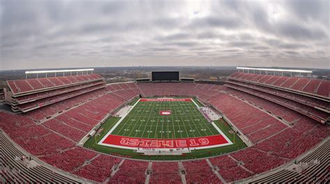 Stadium With Large Red Football Fields Background, Ohio State Football Stadium Picture ...