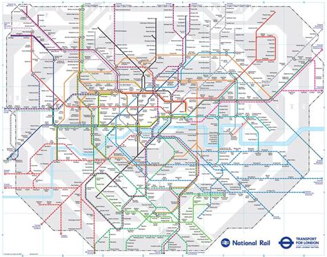 Map of London commuter rail: stations & lines | London tube map, London ...