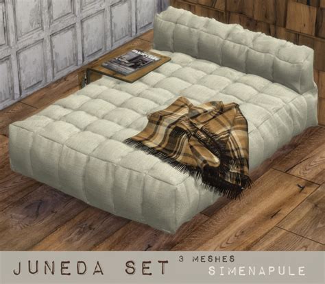 Juneda Set: bed, blanket and bedside table at Simenapule » Sims 4 Updates