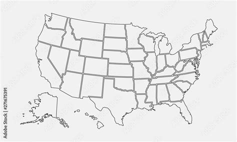 USA map outline. United States vector blank map. US line map template Stock Vector | Adobe Stock