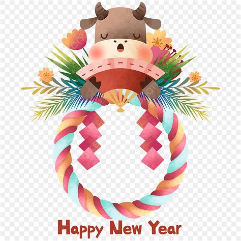 New Year Cow PNG Picture, Happy New Year Cute Watercolor Cow, Cute ...