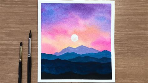 mountain sunset watercolor painting - Payments Cyberzine Photo Galleries