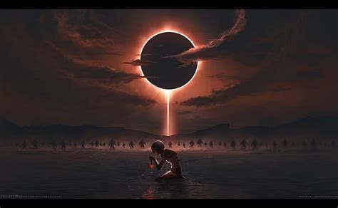 1366x768px | free download | HD wallpaper: Berserk, Black Swordsman, demon, solar eclipse ...