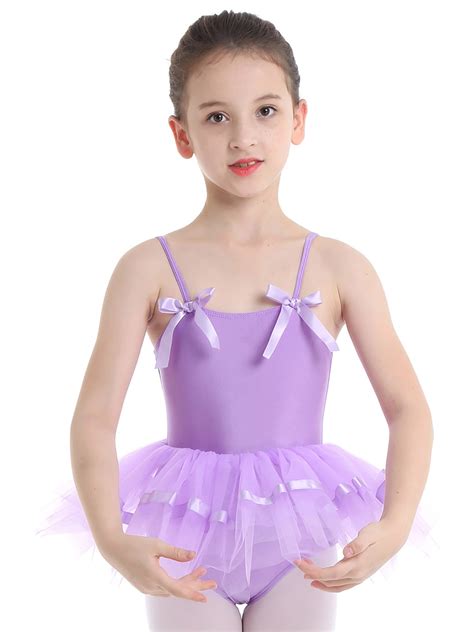 iEFiEL Girls Lovely Bowties Spaghetti Straps Ballet Dance Gymnastics Leotard Tutu Dress ...