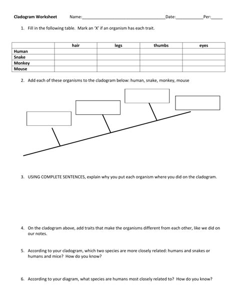 10. Cladogram-Worksheet