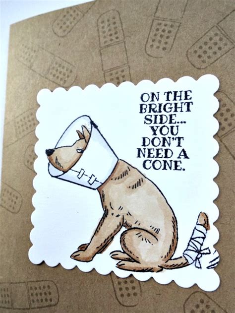 Funny Dog Get Well Soon Card Dog Cone Encouragement Feel | Etsy