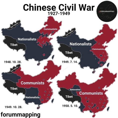 Chinese Civil War, 1927-1949. – @mapstories on Tumblr