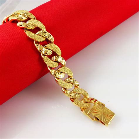 2020 2015 Fashion 24 K Gold Plated Bracelets Men Women Couple Bracelets ...