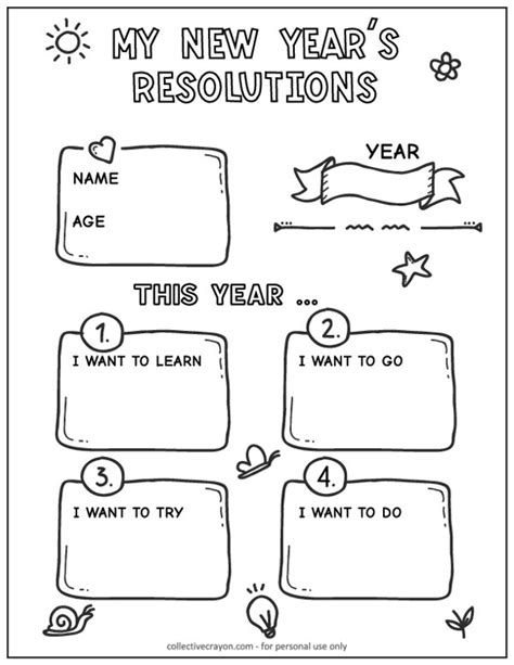 Free Printable New Year's Resolutions Template