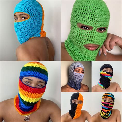 Crochet Ski Mask PATTERN one & Three Hole - Etsy Canada | Crochet mask, Crochet hats, Crochet