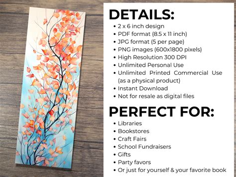 20 Fall Leaves PRINTABLE Bookmarks High Resolution Digital - Etsy