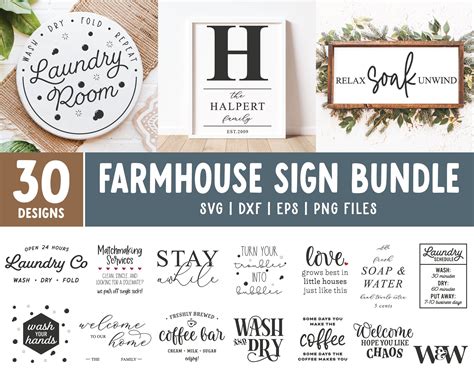 Farmhouse sign svg bundle sign making svg bundle laundry sign svg bathroom sign cut files family ...