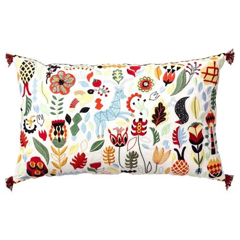 RÖDARV cushion, multicolor, 16x26" - IKEA | Traditional cushions, Embroidered cushions ...