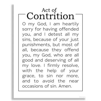 ACT OF CONTRITION Catholic Prayer Poster | Catholic Church Bulletin Board