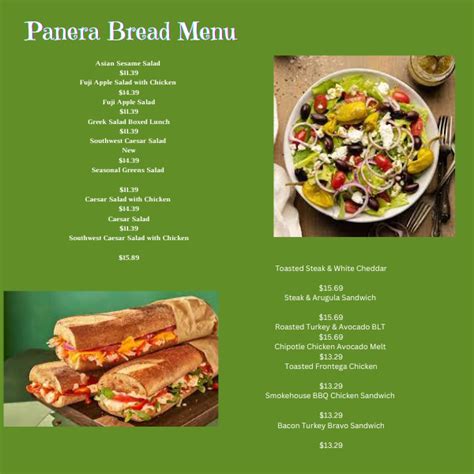 Panera Bread Menu With Prices