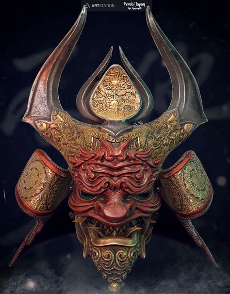 ArtStation - Oni Samurai Helmet, Doru Bogdan | Samurai helmet, Japanese ...