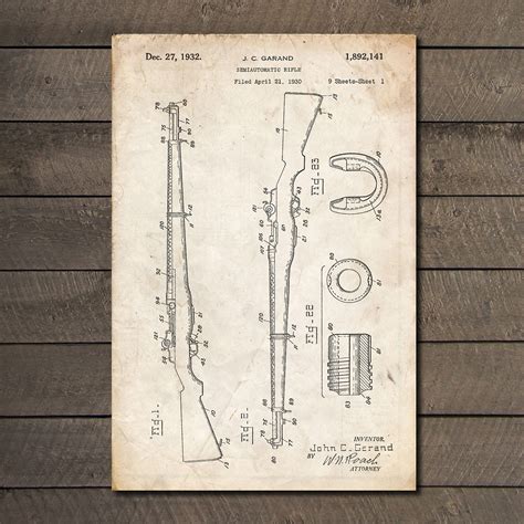 M1 Garand (Blueprint) - Gun Patent Prints - Touch of Modern