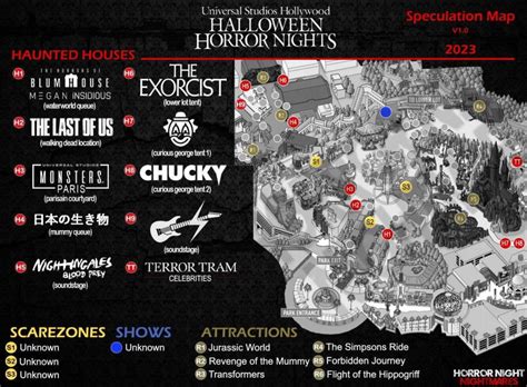 First Halloween Horror Nights 2023 Speculation Map Released for Universal Studios Hollywood ...