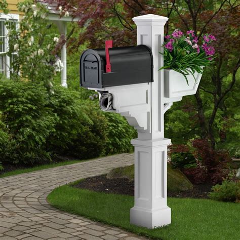 Signature Plus Mailbox Post With Flower Box - White-MNE-2021