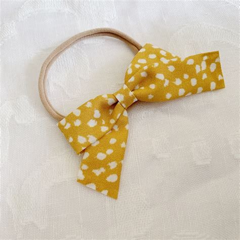 Baby Girl Bow Little Girl Hair Bow Newborn Bow Mustard Hair - Etsy