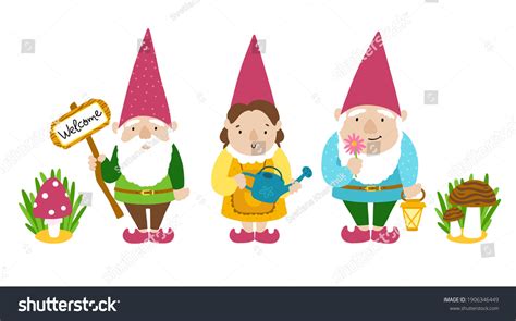 Garden Gnomes Set Collection Three Cartoon Stock Vector (Royalty Free) 1906346449 | Shutterstock