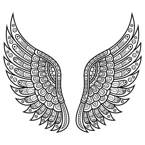 Angel wings line art 12141889 Vector Art at Vecteezy