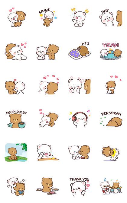 Milk & Mocha: Unstoppable Lovers LINE Sticker - | Cute bear drawings ...