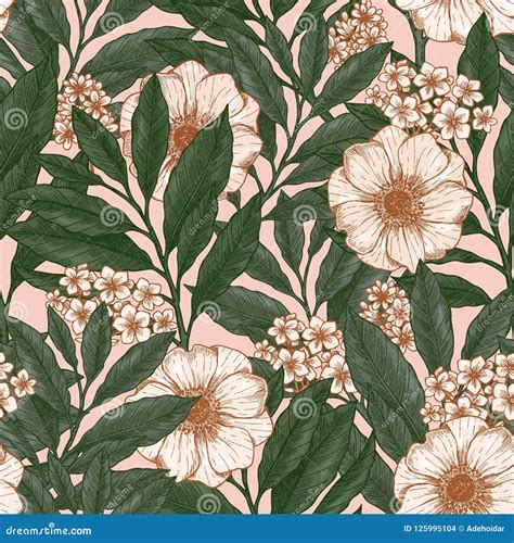 Vintage Floral Seamless Pattern. Vintage Fabric Design. Stock Illustration - Illustration of ...