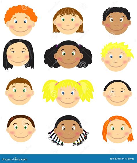 Different Kids Faces Stock Vector - Image: 55701814