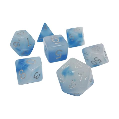 Frigid Afterglow - Glow in the Dark - Blue/White Acrylic DND Dice Set by D20 Collective