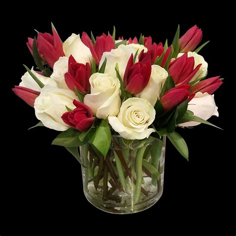 White Roses and Red Tulips :: The Flower Shop