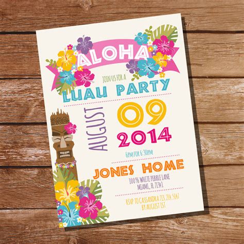 Luau Hawaiian Party Invitation | Tiki Party Invitation – Sunshine Parties