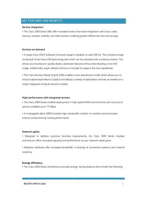 Cisco 2900 series router datasheet