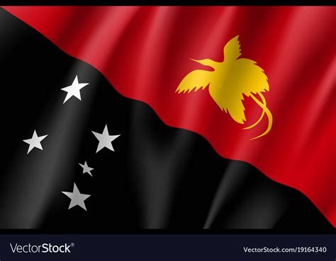 Waving flag of papua new guinea Royalty Free Vector Image