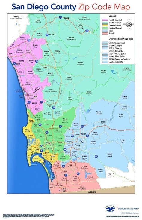 San Diego County Zip Code Map Printable