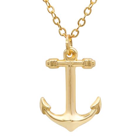 PORI JEWELERS - Pori Jewelers 14K Solid Gold Anchor Pendant Necklace - Walmart.com - Walmart.com