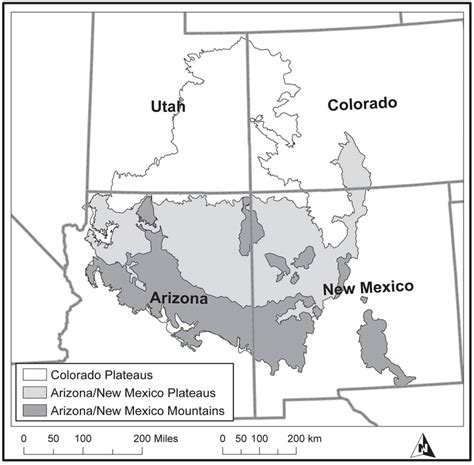 The Colorado Plateau boundary as defined by the Colorado Plateau Native...