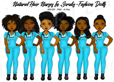 Natural Hair Black Nurse Clipart Graphic by Deanna McRae · Creative Fabrica