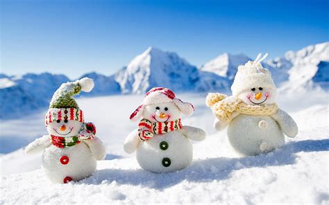 Snowmen, mountains, winter, toys, Christmas, Xmas, snowman, HD ...