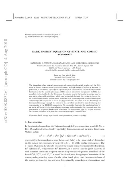 (PDF) Dark Energy Equation of State and Cosmic Topology | Mariana Lima - Academia.edu