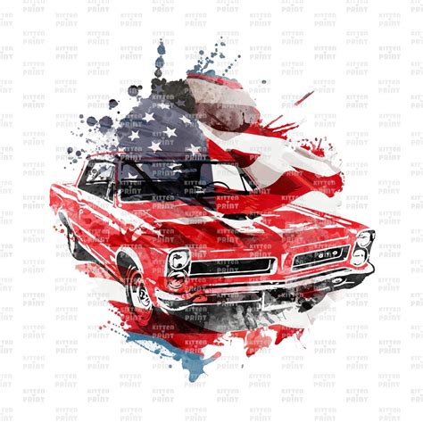 American Classic Car PNG, Patriotic PNG Designs, USA Flag Sublimation, 4th of July Decor ...